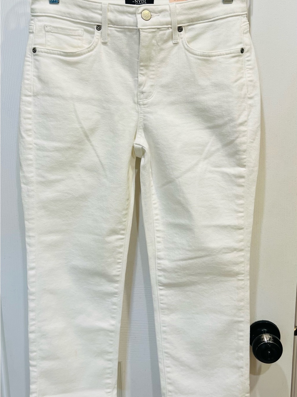NYDJ Curves 360 White Slim Straight Crop Jeans